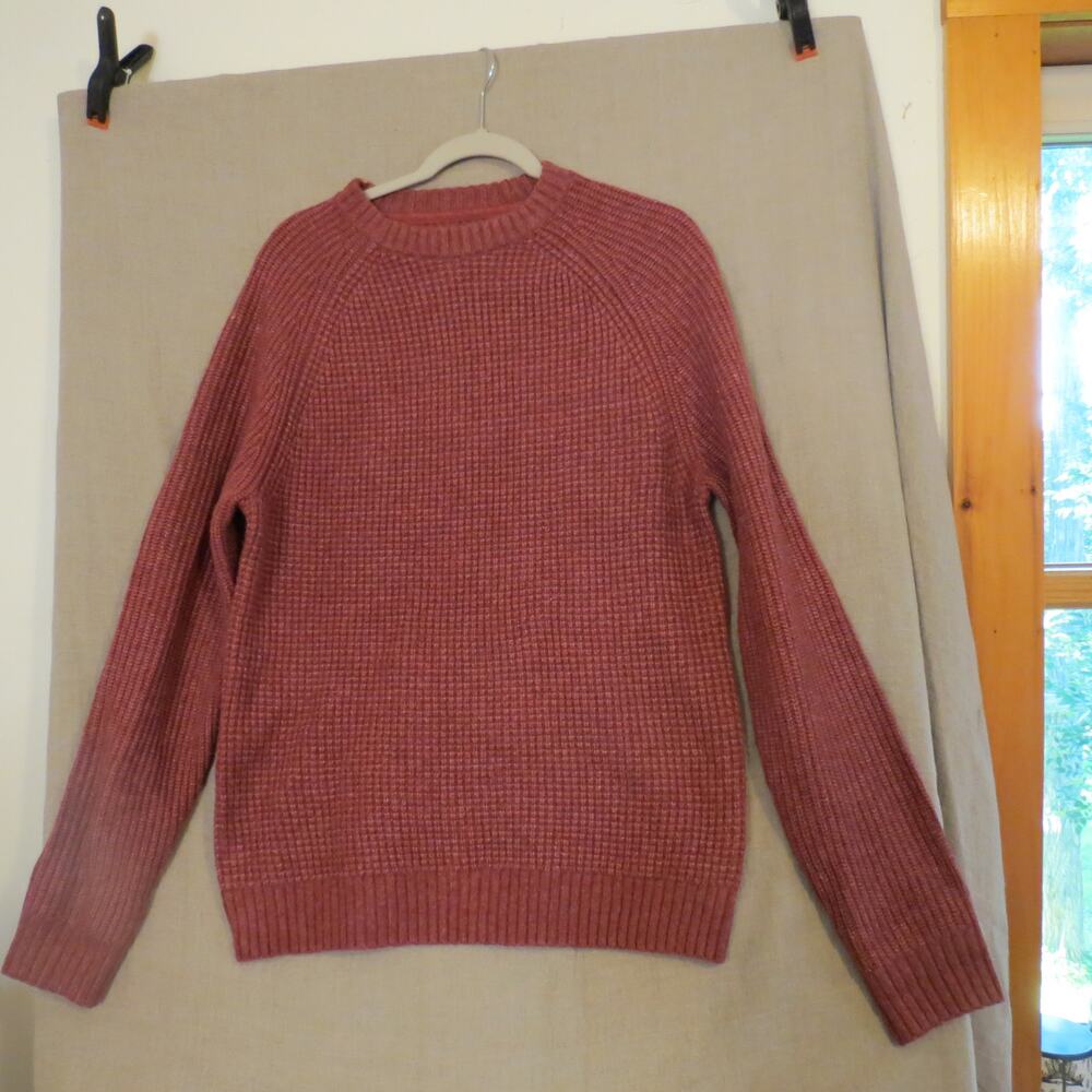 FatFace Women S Rust Red Textured Knit Sweater Crewneck Raglan Pullover